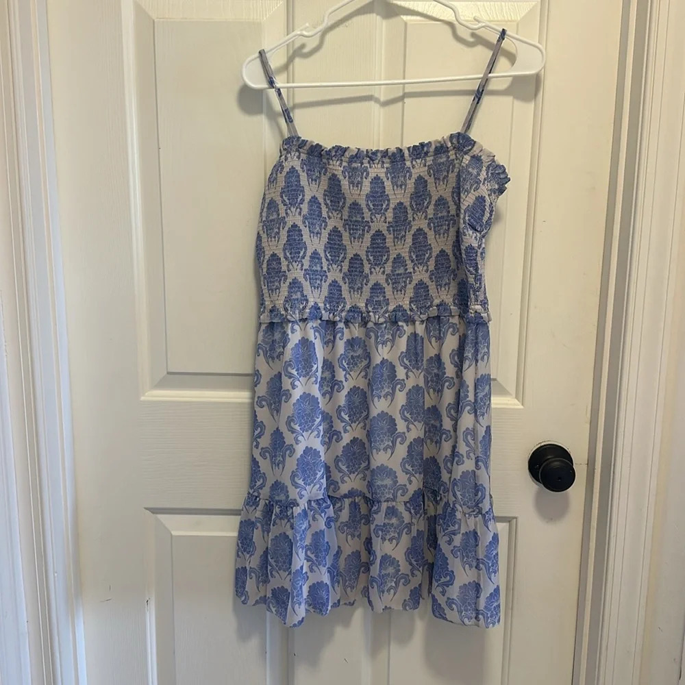 Aritzia Wilfred Tempest Sleeveless Mini Birch/Soft Iris Size Large - Picture 3 of 7